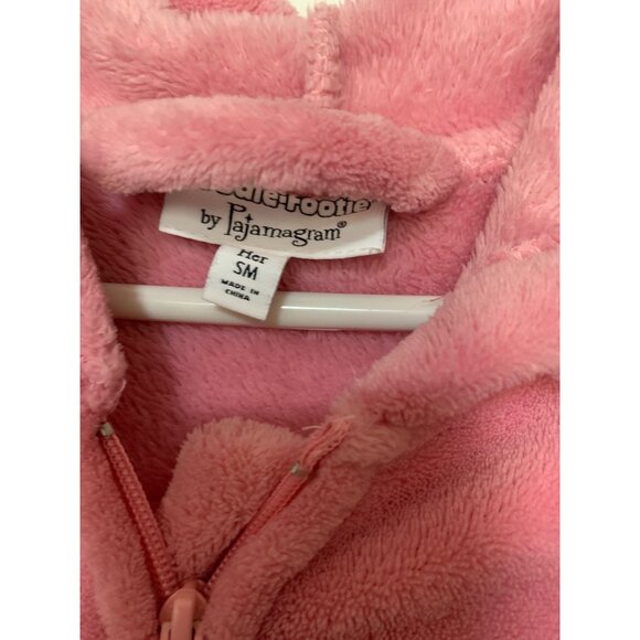 Hoodie Footie Pajamagram Her Size S M 1 Piece Hooded Faux Fur Bodysuit Pajamas T - Picture 3 of 6